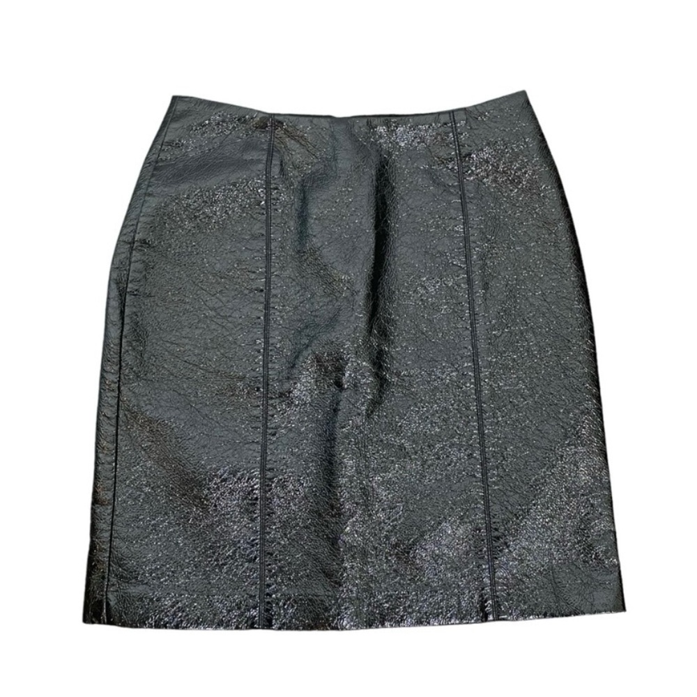 Faux Leather High Rise Mini Pencil Skirt In Black